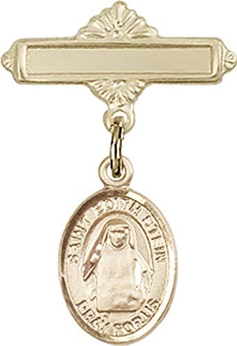 Детски икона Jewels Мания за окачване на St. Edith Stein и полирани игла за бейджа | Детски икона от 14-каратово