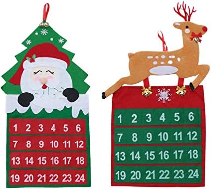 TOYANDONA 2 бр Коледен Адвент-Календар за многократна употреба Окачен Санта Лосове Обратно Броене до Коледа