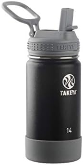 Бебешко шише за вода Takeya Actives Деца от Неръждаема Стомана със Сламен капак, 14 грама, Подмяна на капачки