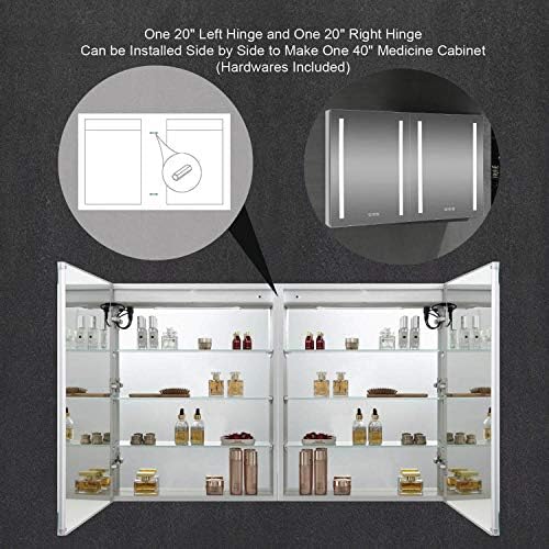 - Вградени или повърхностния 20-инчов Огледален шкаф за лекарства с led подсветка Блосъм с подсветка, led шкаф за лекарства