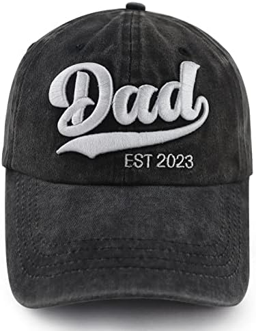 Нови Подаръци на Папата за мъже, Забавна Шапка на Татко Est 2023 First Time Father Шапка, 3D Бродирани Регулируема бейзболна шапка за Татко