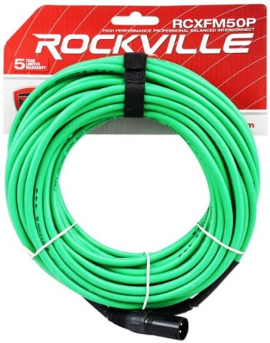 Rockville RCXFM50P-G Зелен 50' Кабел за микрофон/ говорител REAN XLR от жена на мъж