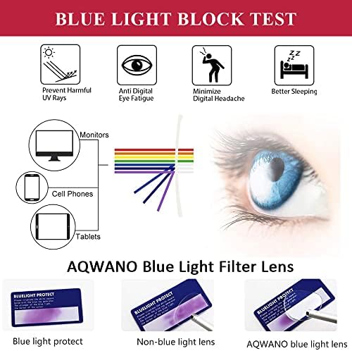 AQWANO, 4 опаковки, Дамски Очила за четене, блокиране на Синя светлина, Модерен Дизайнерски компютърни очила Котешко око с филтър UV-лъчи/отблясъци, с пружинным тръба на