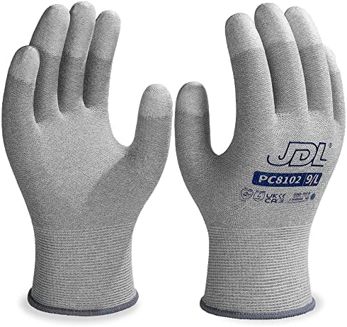 Антистатичен, Работни ръкавици JDL 6/ 12/ 36 Чифт Сиви Предпазни Работни Ръкавици ESD, Пръст С антиоксидантна полиуретанова боя
