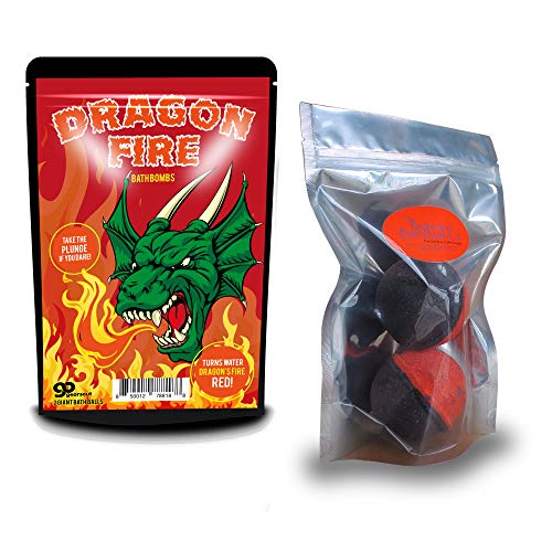 Бомбочки за баня Dragon Fire - Студени топки за вана Dragon за момчета - Шипучки за вана XL Black Cherry, ръчна изработка,