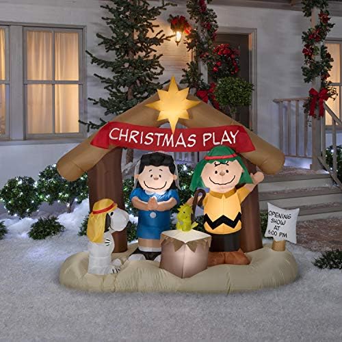 Gemmy Inflatables Peanuts Коледна сцена за Коледа и ProductWorks 10325 8-Инчов Предварително подсвеченные Маркери за коледното