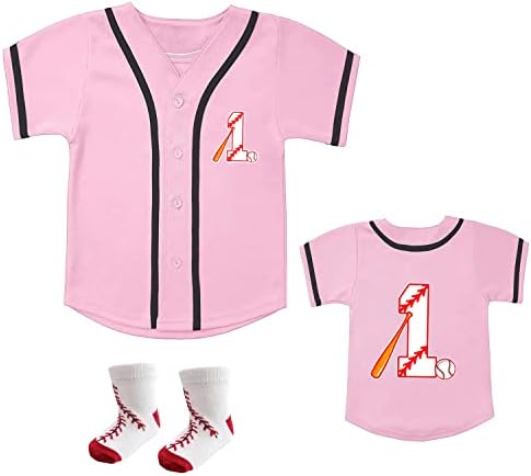 BAICAIYU/Бейзболна Риза и Чорапи за Първия Рожден Ден на Бебето, Риза с Копчета, Подарък за 1-вия Рожден Ден