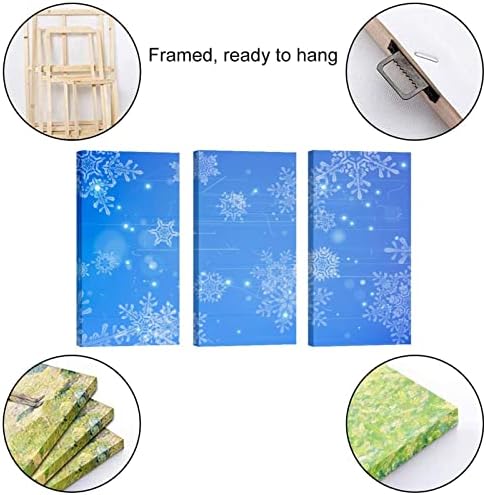 3, Панел, В Рамката на Платното за монтаж на стена Арт Красиви Снежинки Блясък Цветни Картини с маслени Бои