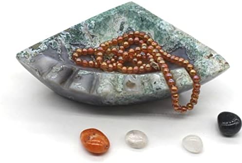 Crystal агата от Зелен Мъх Jain Arts | Полиран камък от Мохового Агата за Акробатика, Лечение, Балансиране на Рейки