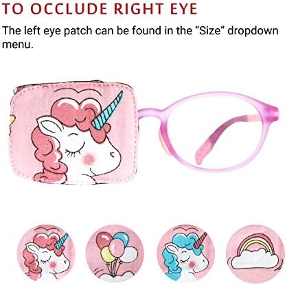 Астропическая превръзка на очите от памук и коприна за детски точки (Дясното око, Еднорог с Розови коси)