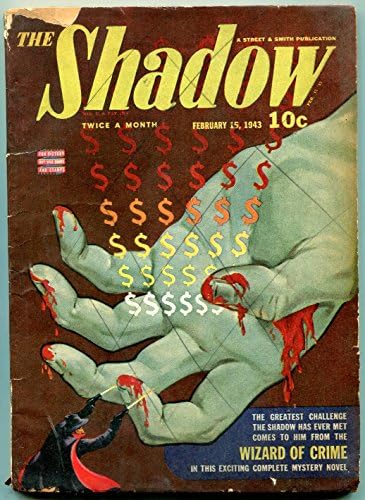 The Shadow Pulp 15 февруари 1943 - Магьосник престъпление - Корица Bloody Hand g /vg