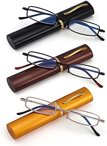 SOPHILY 3 опаковки на Тънки Чифт Очила за четене за Мъже И жени, Сини Светозащитные Компактни Очила за четене с Пружинным
