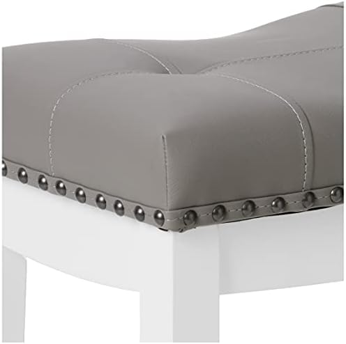Бар столове Angel Line Cambridge, Комплект от 2 стола 24 инча, Бял с сива възглавница