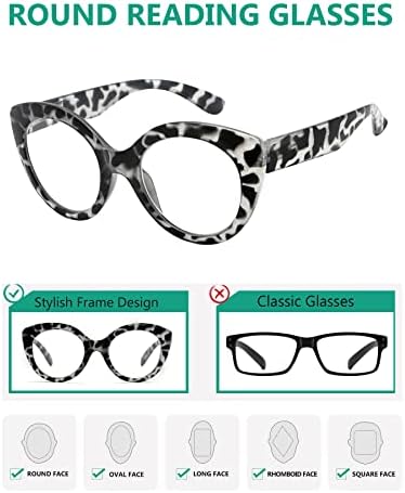 Кръгли очила за четене Eyekepper за жени с Голям рамки за четене - Костенурка +1.50