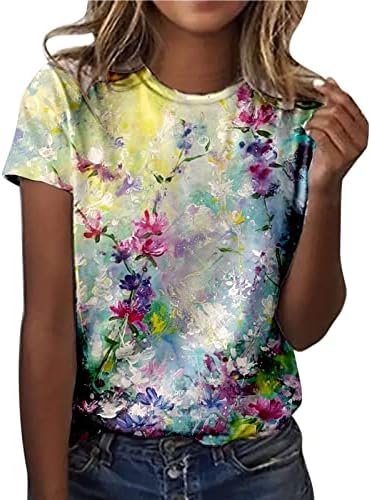 Топ за Момичета Лято-Есен 2023, Дрехи с Къс Ръкав и Кръгло Деколте, Памучен Блуза с Графичен Дизайн на Тениска