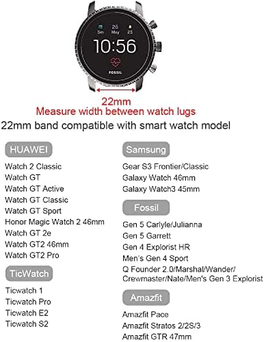 VeveXiao Сплетен Гривна Solo Loop е Съвместим с Samsung Galaxy Watch 46 мм/Watch 3 45 mm/Gear S3, 22 мм и Метален Обтегач Еластичен Взаимозаменяеми Каишка Спортна линия за Huawei Watch GT/GT2/GT 3Pro 46 мм