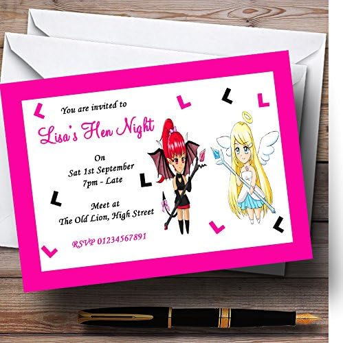 Пощенска картичка Зоопарк Розов И Черен Дявол и Ангел Персонални Покани За моминско парти и парти