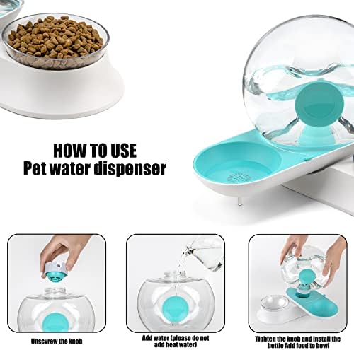 Набор от мисок за вода и храна Vayugo за домашни любимци с Автоматична бутилка-дозатор за вода за котки, 2,8