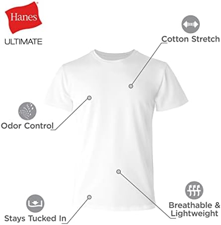 Майк Hanes Ultimate Comfort Fit, Мъжка тениска от еластичен памук кръгло деколте, 4 бр. в опаковка