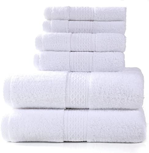 Комплект хавлиени кърпи JEONSWOD, 2 Големи Хавлиени кърпи за баня, 2 Кърпи за ръце, 2 Гъба. Меки Памучни Абсорбиращи Кърпи за баня на Хотелиерството качеството (Цвят: C)