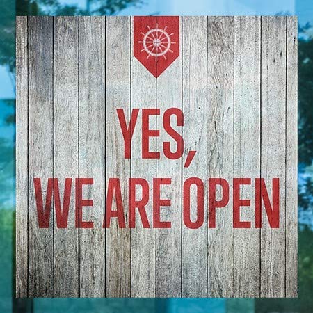 CGSignLab | Да, ние сме отворени -Прозорец хастар Морско дърво | 12 x12