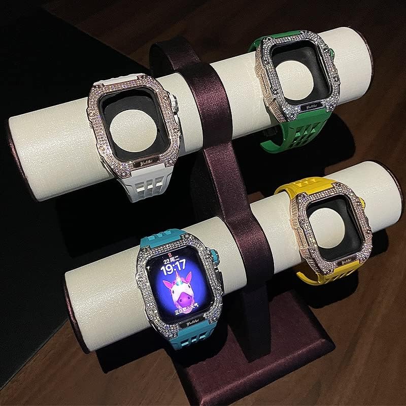 Комплект модове NEYENS за Apple Watch Серия 6 5 4 SE 44 мм Корпус от титанова сплав и каишка от каучук за iwatch 6 SE