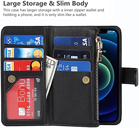 iCoverCase за iPhone 12 Мини чанта-портфейл с държач за карти и Регулируема каишка през рамото си, поставка от изкуствена кожа с отделения за карти [Не се отстранява] Калъф с ?