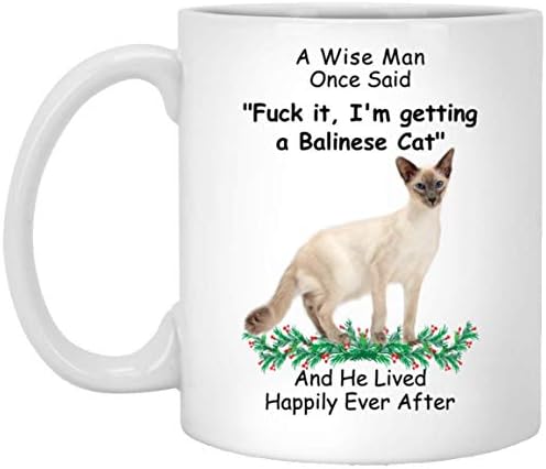 Забавен Балийски Котка Лиак, Мъдър Човек, Който Каза, Че Коледни Подаръци 2023 Г. Бяла утайка от Чаша 11 грама