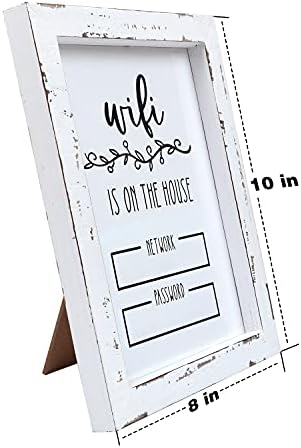 Табела с парола Wi-Fi на бяла дъска в селски стил за дома, бизнеса и гости, Скъпа Селски Потертая Дървена рамка с