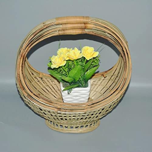 JKUYWX Преносима кошница Цветя От Ратан, Цветен Режим ръчно изработени Рози, сухи цветя, Сватба за момичета-цветочниц