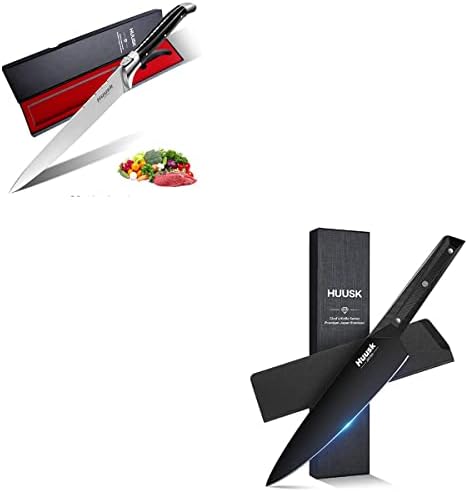 Набор от Ножове готвач, Японска Кухня Huusk Knife Professional с Черно Острие с титанов щанга с покритие 7,7 инча