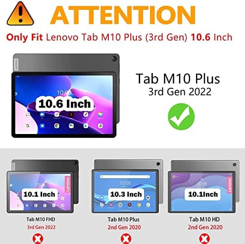 Здрав калъф за Lenovo-Tab-M10-Plus (3-то поколение) 10,6 2022 с държач за стилус и въртящ се, на 360 ° стойка,