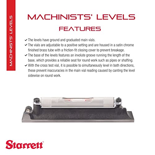Ниво за водачи Starrett с полирана и градуированным основен флаконом - идеален за използване в механични цехове