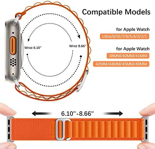 Въжета Zspoly Alpine Loop, съвместими с каишка на Apple Watch 49 мм 45 мм 44 мм 42 мм 41 мм 38 мм 40 мм, Регулируем Спортен