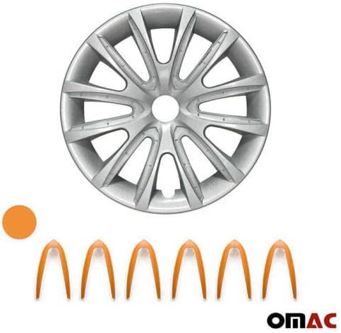 Джантите OMAC 16 Инча за Jeep Compass Сив и оранжев цвят 4 бр. Капака Джанти - Шапки ступиц - Подмяна на външната повърхност на автомобилни гуми