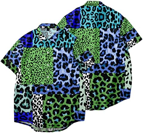 2023 Нови Мъжки Ризи С Леопардовым Принтом, Плажни Ризи с Копчета и Къс Ръкав, Риза за Мъжете, Рокля-Пуловер