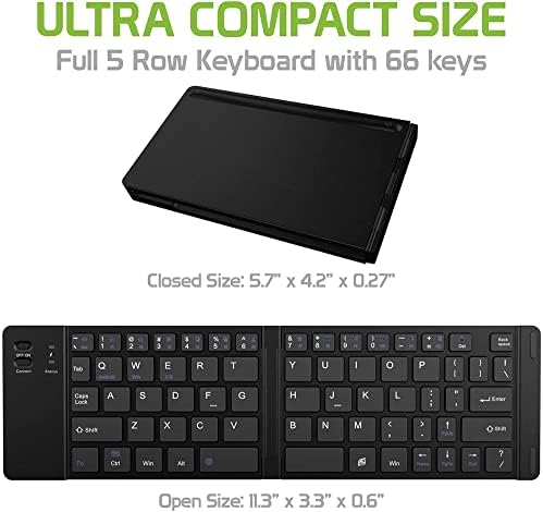 Работи от Cellet Ультратонкая сгъваема безжична Bluetooth клавиатура, съвместима с Sony C5503 с поставка за телефон - Акумулаторна клавиатура в пълен размер!