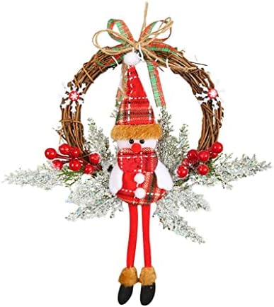 TJLSS Коледен Венец за входната врата на Дядо коледа, Снежен човек Дървена Подвесная Венец Червени Плодове, Сладка