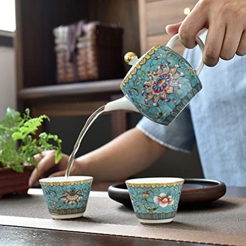 LIOOBO Торта Декор Кунг-фу Чайник Керамичен Чайник Ретро Цветя Кана Кана За Варене на Вода кана за Кафе, Удобства