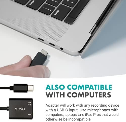 Movo USBC-Адаптер стереозвука AC2 3,5 мм USB-C - Външна звукова карта за КОМПЮТЪР, Mac, Android - Жак за слушалки 3.5 мм