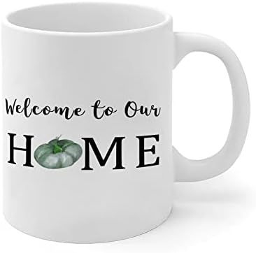 Добре дошли в Нашата къща, Керамични Кафеена Чаша с Тиква, Кафеена Чаша с Мотивационно Цитати, Оформление