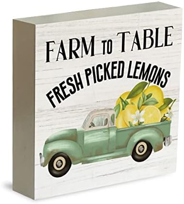 Селска Къща Лимонов Камион Дървена Кутия Знак на Селски от Фермата до Масата на Прясно отрязани Лимони Скоростна Знак