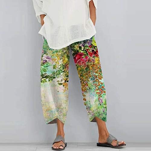 HonpraD Широки панталони капри за жени, ежедневни летни удобни работни панталони, дамски модни улични тънки панталони с принтом