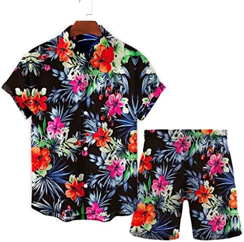 YCZDG / Мъжки костюм с къси ръкави за морски плаж, Лятна Ежедневни облекла за партита с принтом (Цвят: A, Размер: Mcode)