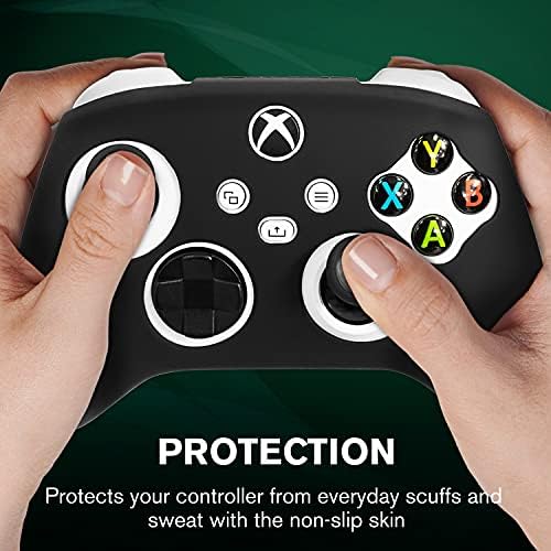 Защитен калъф от кожа, не-хлъзгава Fosmon, съвместим с контролера на Xbox X series / S (2 опаковки - черно), Непромокаемая Гел кожата от силиконов каучук с 8 дръжки за палеца, Ана?