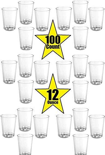 100 Грама Твърди пластмасови Прозрачни чаши на 12 унции за партита, Старомодни Очила, Идеални за дома, офиса, Барове, сватби,