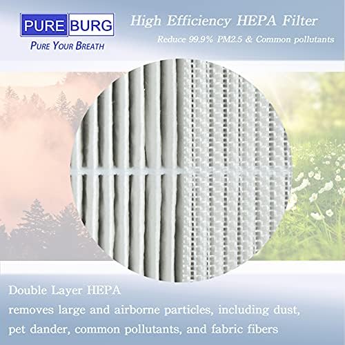 PUREBURG 2 комплекта Сменяеми филтри HEPA 3 В 1 с активен въглен, съвместими с почистване на въздуха HOKEKI VK-6067B
