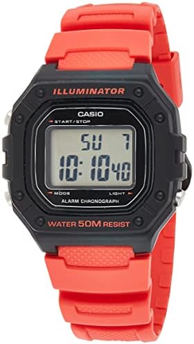 Мъжки часовник Casio W-218H-1AVCF Classic с цифров дисплей, Кварцов механизъм, Черен