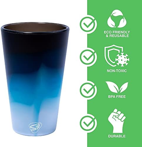 Silipint: Силикон Пинтовые чаши: 2 опаковки Moon Beam - 16 унции Нечупливи Чаши, Гъвкави, за гореща / студена