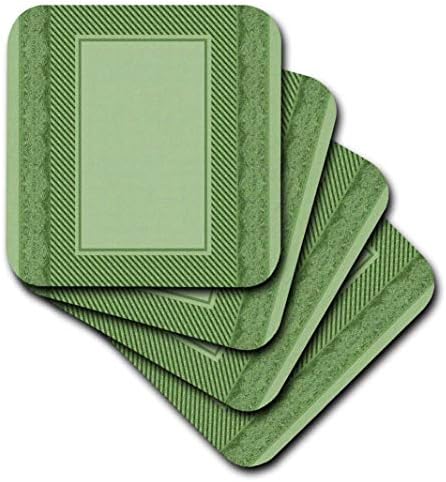 3 Меки подложки в рамка от зелени ивици от градински чай и дамасской ленти, комплект от 4 броя (CST_33416_1)